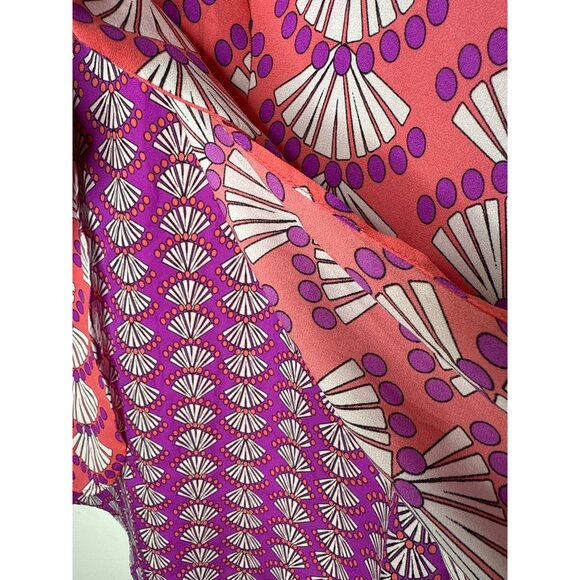 Kaari Blue Pink Shell Print Tank Top Size M Sleeveless Blouse - Picture 4 of 9